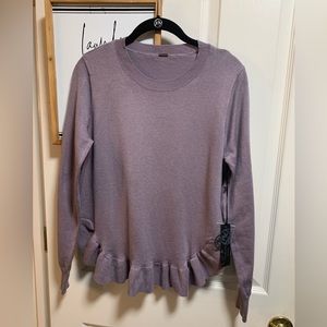 Poof! scoopneck sweater w/ ruffled hem  in light purple size medium New w: Tags